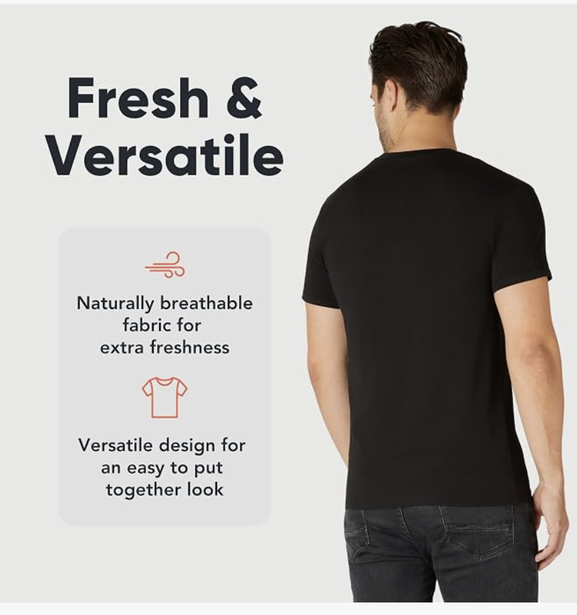 Back view of a man wearing the breathable black cotton t-shirt